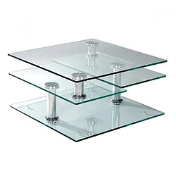 Inside 75 Table basse MOVING modulable en verre transparent piétement acier 