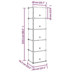 vidaXL Étagère à chaussures Transparent 44x31,5x153,5 cm PP pas cher