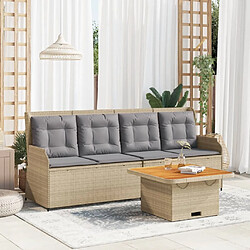 vidaXL Salon de jardin avec coussins 3 pcs beige résine tressée