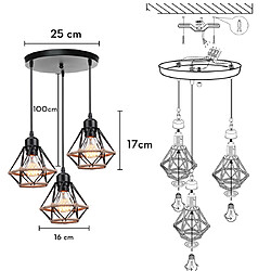 Stoex 3 Lumières Lustre D'Intérieur Moderne E27 Suspension Luminaire Rétro Lampe À Suspension Vintage, Pour Couloir Bureau Chambre À Coucher Noir pas cher