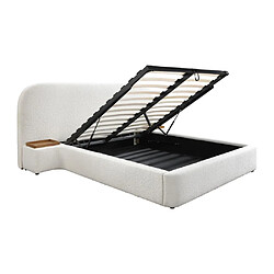 Vente-Unique Lit coffre 140 x 200 cm avec chevets - Tissu bouclette - Blanc + Matelas - ESTERIA de Maison Céphy pas cher