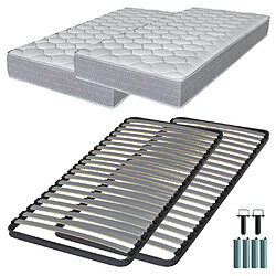 Ebac Matelas mousse + Sommier métal C220 2x90x190 Madere - Hauteur 24 cm - Soutien ferme 