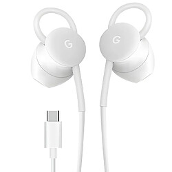 Google Écouteurs USB C avec Contrôle Volume Micro Assisant vocal Original Blanc