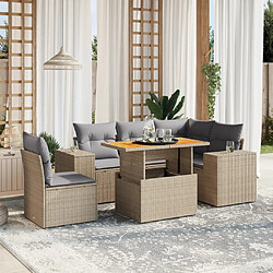 vidaXL Salon de jardin avec coussins 6 pcs beige résine tressée