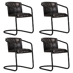 vidaXL Chaises à manger lot de 4 noir cuir véritable 