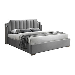 Avis Vente-Unique Lit coffre 180 x 200 cm avec tête de lit incurvée - Velours - Gris clair + Matelas - TEOMIS