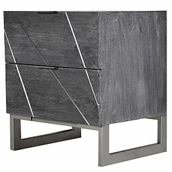 Paris Prix Table de Chevet 2 Tiroirs en Bois Paso 55cm Gris