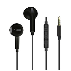 Muvit Écouteurs Jack 3.5mm avec Microphone et Bouton Contrôle de Volume Noir 