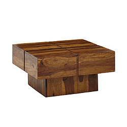 Mes Table basse carrée 57,5x30 cm en bois de sheesham massif marron