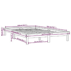 vidaXL Cadre de lit sans matelas blanc bois de pin massif pas cher