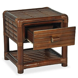 Avis vidaXL Table de chevet 45x45x40 cm Bambou Marron foncé