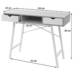 Mendler Table console HWC-E92, table de rangement table d'appoint, structure 3D 100x40cm ~ blanc