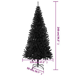 vidaXL Sapin de Noël artificiel avec support noir 240 cm PVC pas cher