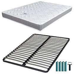 Ebac Matelas mousse + Sommier métal C220 160x200 Morgan - Hauteur 17 cm - Soutien ferme 