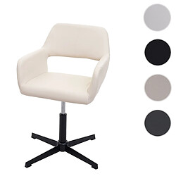 Mendler Homeoffice-HWC-A50 IV, chaise de bureau de salon + chaise de salle à manger ~ similicuir crème, pied noir 