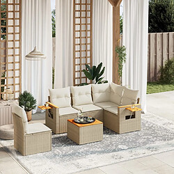 vidaXL Salon de jardin avec coussins 6 pcs beige résine tressée 