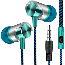 Wewoo Ecouteurs Métal filaire écouteurs casque Super Bass Sound In-Ear Sport avec micro pour Xiaomi Samsung Hu(Vert) 