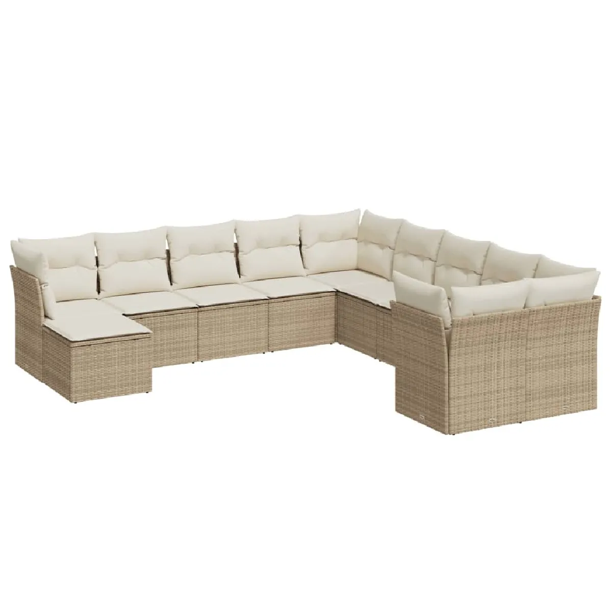 Maison Chic Salon de jardin 11 pcs avec coussins | Ensemble de Table et chaises | Mobilier d'Extérieur beige résine tressée -GKD90977