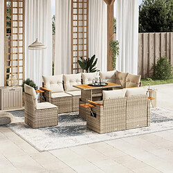 vidaXL Salon de jardin avec coussins 9 pcs beige résine tressée 