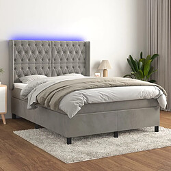 vidaXL Sommier à lattes de lit matelas et LED Gris clair 140x200 cm 