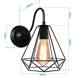 Acheter Stoex 2x Rétro Applique Industrielle Interieur Cage Diamant 20cm E27 Noir, Applique Murale Lampe Suspension vintage Luminaire pour Maison Café Loft Cuisine Salon et Chambre Hôtel