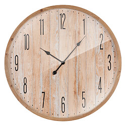 Ecd Germany Horloge murale vintage ronde en bois et verre MDF horloge décorative salon Ø76cm