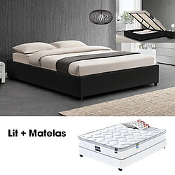 Meubler Design Ensemble Matelas + Sommier Coffre 140 Noir