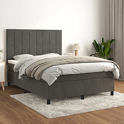 Maison Chic Lit Adulte - Lit simple Lit à sommier tapissier et matelas moelleux - Meuble de Chambre - Gris foncé 140x190cm Velours -MN99446