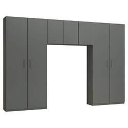 Inside 75 Ensemble de rangement pont 3 portes gris graphite mat largeur 330 cm 