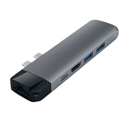 Satechi Hub Double USB-C Pro en Aluminium avec Ethernet et HDMI 4K Gris anthracite