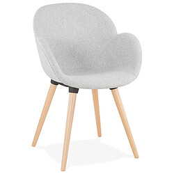 Alterego Chaise design scandinave 'TAPIOCA' en tissu gris clair