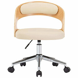 Avis Maison Chic Chaise Gaming | Chaise pivotante de bureau Ergonomique Fauteuil Crème Bois courbé et similicuir -GKD55853