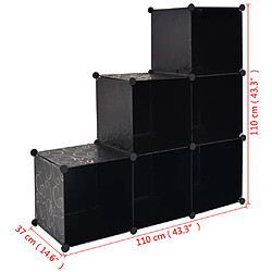 vidaXL Organisateur de rangement cube avec 6 compartiments Noir pas cher