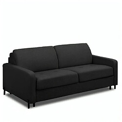 Inside 75 Canapé convertible EXPRESS BELLECOUR couchage 160 cm matelas 16 cm pieds métal noir microtweed enjoy lux noir