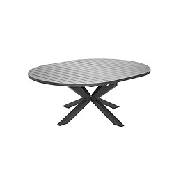 Acheter Table de jardin ronde en aluminium gris avec allonge papillon Palma avec 6 chaises Minorca - Jardiline