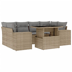 vidaXL Salon de jardin avec coussins 7 pcs beige résine tressée