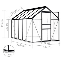 vidaXL Serre avec cadre de base Anthracite Aluminium 5,89 m² pas cher