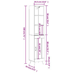 vidaXL Buffet haut Gris béton 34,5x34x180 cm Bois d'ingénierie pas cher