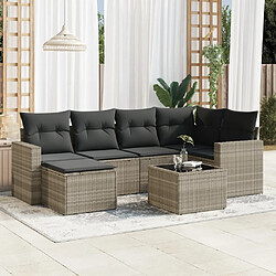 vidaXL Salon de jardin avec coussins 7 pcs gris clair résine tressée