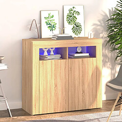 Maison Chic Buffet commode,console avec lumières LED pour rangement chêne sonoma 80x35x75 cm -MN73321