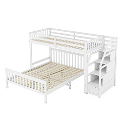 Acheter Sweiko Lit superposé 90x200 cm lit enfant 140x200 cm échelle de rangement blanc