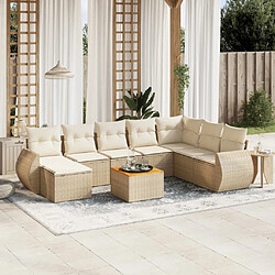 Maison Chic Salon de jardin avec coussins 9 pcs | Ensemble de Table et chaises | Mobilier d'Extérieur beige résine tressée -GKD50338