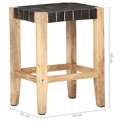 vidaXL Tabourets de bar lot de 2 cuir véritable manguier 46x36x60 cm pas cher