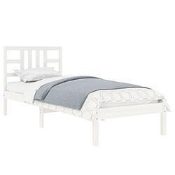 Avis Maison Chic Lit Moderne Chambre - Cadre/structure de lit pour adulte Blanc Bois massif 100x200 cm -MN98130