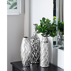 Beliani Vase décoratif ARPAD Céramique 33 cm Argenté