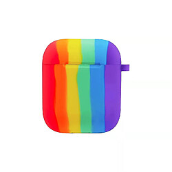 Universal Rainbow Pattern Silicone AirPods 1/2 Case avec carabiner - Multicolor