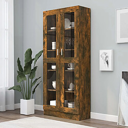 vidaXL Armoire à vitrine Chêne fumé 82,5x30,5x185,5 cm Bois ingénierie 