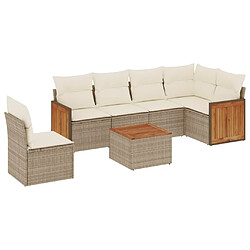 vidaXL Salon de jardin avec coussins 7 pcs beige résine tressée