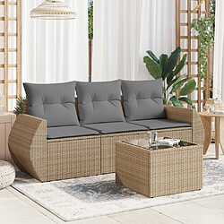 Maison Chic Salon de jardin avec coussins 4 pcs | Ensemble de Table et chaises | Mobilier d'Extérieur beige résine tressée -GKD66194