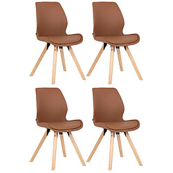 Decoshop26 Lot de 4 chaises de salle à manger design scandinave assise en PVC marron clair et pieds en bois clair 10_0001849 